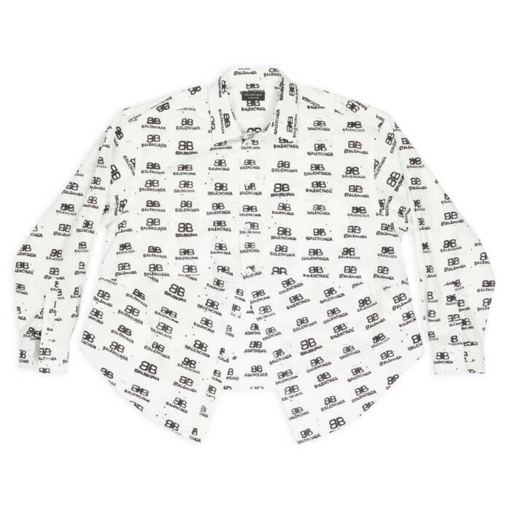 ❌️SOLD❌️ Balenciaga M L XL 40 White OVERSIZED Button Shirt BB Icon Hand Drawn